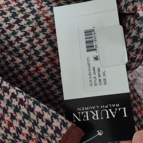 NWT Lauren Ralph Lauren XXL Box Houndstooth Snap Button Quilted Jacket - Picture 16 of 16